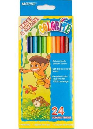 Кольорові олівці 24 кольори marco colorite