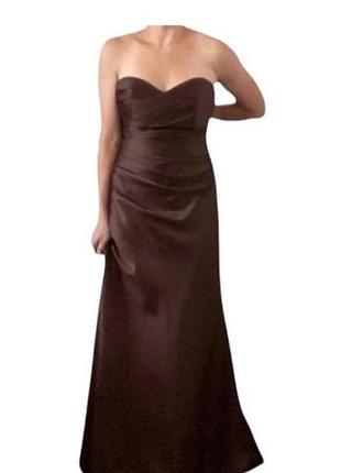Довга атласна сукня alfred angelo в кольорі експрессо.🔥
