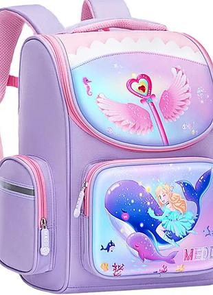 Рюкзак школьный девочке , светоотражающие элементы, легкий и прочный, 1 отделение, для младшей шко