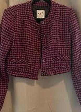 Трендовый твидовый жакет zara