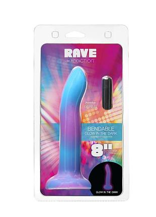 Светящийся в темноте фаллоимитатор addiction rave 8 dildo blue purple love&gifts 8