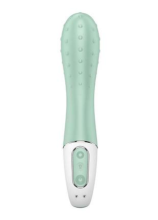 Вібратор точки g з надувним стовбуром satisfyer air pump vibrator 3 зелений 5