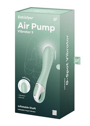Вібратор точки g з надувним стовбуром satisfyer air pump vibrator 3 зелений 6