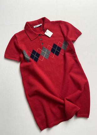 Червона в’язана/шерсятна сукня/туніка зара/zara