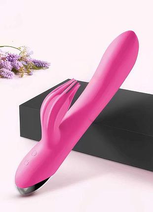 Вибратор женский кролик mr rabbit двойной силиконовый для точки g 21 см фуксия