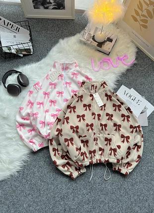 Фліс худі з принтом бантики 2