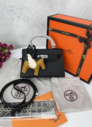 Hermes kelly mini black silver