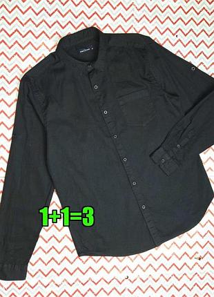 😉1+1=3** базовая черная мужская рубашка хлопок highlander, размер 44 - 46