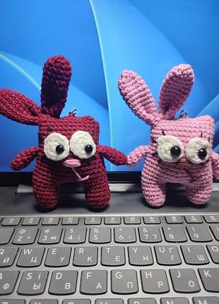 Брелок ручная работаю бордо розовый зайчик зайка