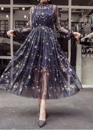 Синя фатинова сукня