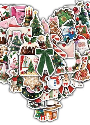 Новогодний набор наклеек merry christmas santa claus наклейки новый год рождество стикеры санта клаус подарки снег рождественский ёлка