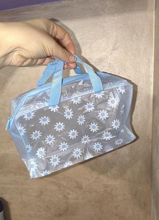 Классная стильная непромокаемая косметичка сумка цветы