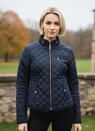 Коротка стьобана куртка / бомбер темно-синього кольору бренду zara