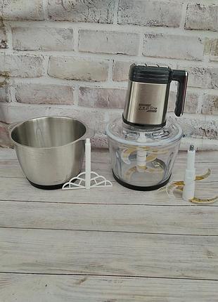 Измельчитель кухонный zepline zp-00219-1 с 2-мя чашами из стекла и металлическая 3.2 л сапог 3000 вт