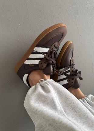 Женские кроссовки adidas samba | brown / white premium (4)