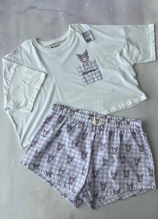 Жіноча літня бавовняна піжамка з kuromi від hello kitty & primark, розмір l