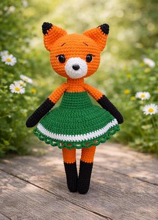 Лисичка в платье, мягкая игрушка, ручная работа