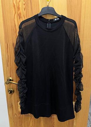 Поєднання трикотажного та стильного лонгсліву  із прозорими рукавами від me+em,