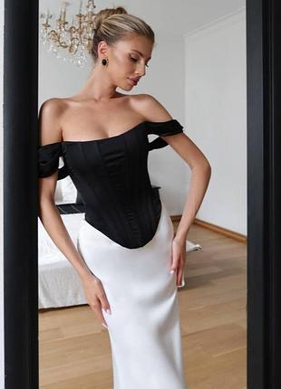 Женский корсетный топ ченый белый