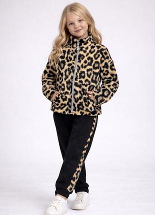 Флисовые спортивные костюмы на молнии для девушек на рост:от 98 до 152см