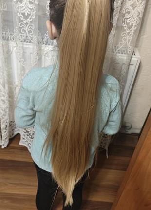 Накладной хвост на ленте volos lux, оттенок 25# (золотистый блонд)
