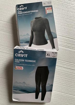 Нова жіноча термобілизна чорного кольору crivit xl новое женское термобелье термокофта термореглан термоштаны термолосины