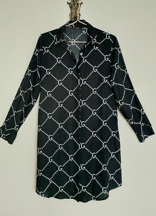 Гарна чорна сукня/ сорочка ,принт gucci