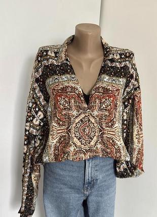 Жіноча блуза only принт килим віскоза 40 оверсайз блузка сорочка