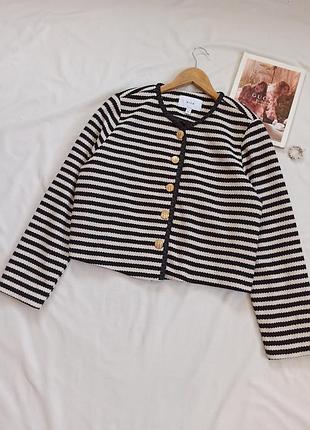 Базовий фактурний кардиган у смужку з акцентними золотими гудзиками