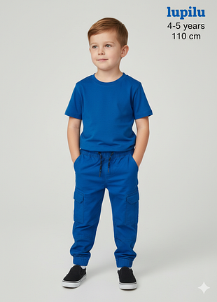 Бавовняні брюки на 4-5 років 110 см котонові штани на хлопчика штани карго джогери lupilu хлопчику 4-5 років 110 см сині бавовна сток нові