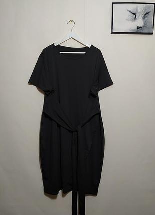 Стильное стретчевое миди платье с широким поясом, батал, большой размер, shein.