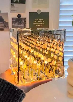 Нічний світильник "нескінченні тюльпани" в кубі, набір для творчості