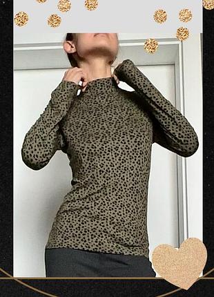 Хакі гольф класика бавовна трикотаж принт водолазка по фігурі віскоза зелена кофта лонгслів oldmoney other