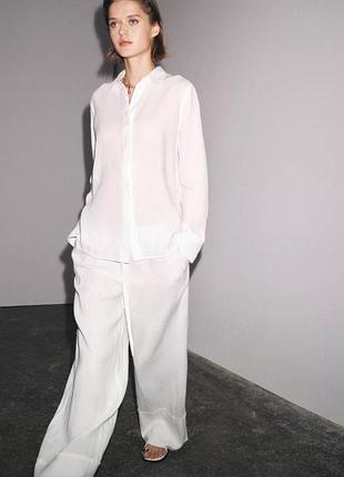 Сорочка лляна zara collection біла 3