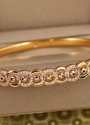 Браслет бэнгл xuping jewelry танец кругов 60 мм на руку от 17 до 19 см золотистый