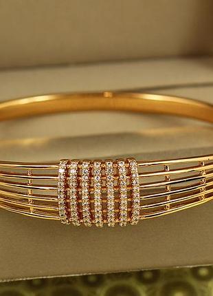 Браслет бэнгл xuping jewelry музыка струн 60 мм на руку от 17 до 19 см золотистый