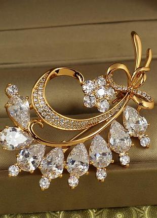 Брошка xuping jewelry діамантова гілка золотиста