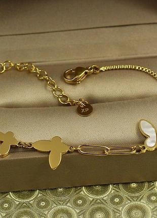Браслет xuping jewelry три бабочки 17 см лимонный