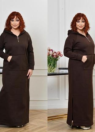Женское платье на флисе до 66 размера