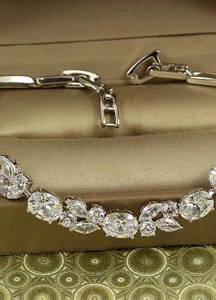 Браслет xuping jewelry звездопад с белыми камнями 19,5 см серебристый