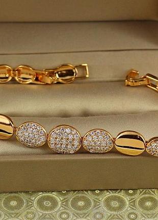 Браслет xuping jewelry морские камешки 19 см 10 мм золотистый