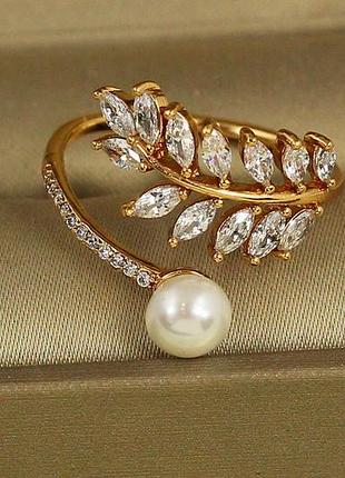 Кольцо xuping jewelry фианитовая ветвь раздвижное р 18 золотистое