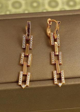 Серьги подвески xuping jewelry квадратное сияние 3,8 см золотистые