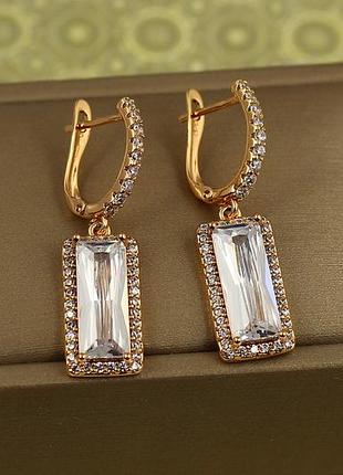 Сережки підвіски xuping jewelry есмі 3.4 см золотисті