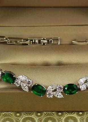 Браслет xuping jewelry зіркопад з зеленими 19,5 см сріблястий