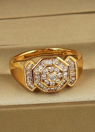 Кольцо xuping jewelry октагон р 22 золотистое