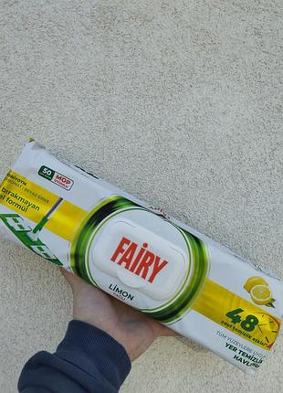 Вологі серветки для швабри fairy lemon 50 шт — універсальні, для всіх підлог, сумісні зі swiffer