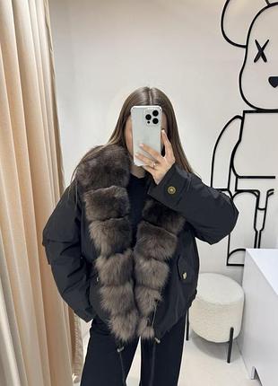 Парка пуховик з натуральним хутром песця