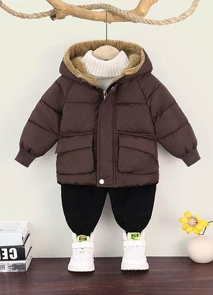 Куртка 113, р.90,100,110, синтепон+хутро, шоколад