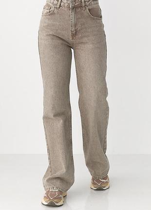 Широкі прямі джинси з високою посадкою